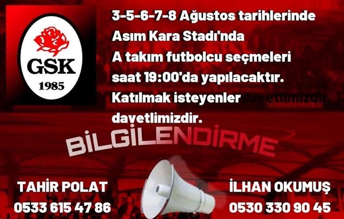 Gülsuyuspor A takımına seçme yapacak